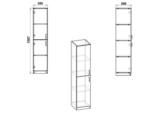 Шафа-пенал з полицями - 13, Колір каркасу: Вільха - фото 3
