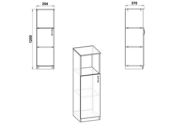 Книжный шкаф-пенал - 16, Цвет каркаса: Дуб Сонома - фото 3