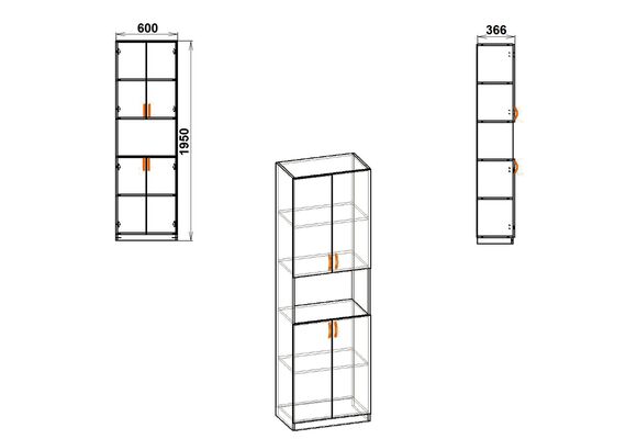 Шкаф-пенал для книг - 5, Цвет каркаса: Яблоня - фото 3