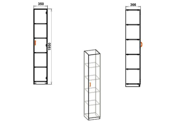 Шафа-пенал для книг - 8, Колір каркасу: Вільха - фото 3