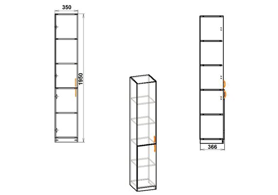 Шкаф-пенал для книг - 9, Цвет каркаса: Орех - фото 3