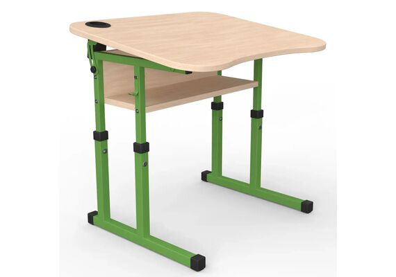 Парта Школьник с регулируемым наклоном 3-6 р. гр. с вырезом под ученика и стаканом 700x500, цветное ДСП 