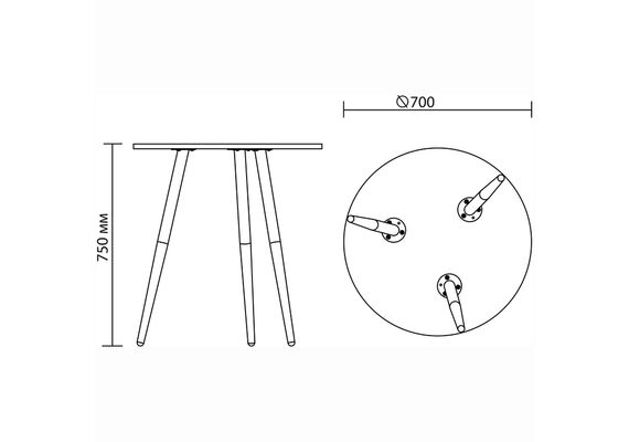 Стол обеденный круглый MODERN LITE H18 D70/80, Ширина, см: 70, Глубина, см: 70 - фото 2