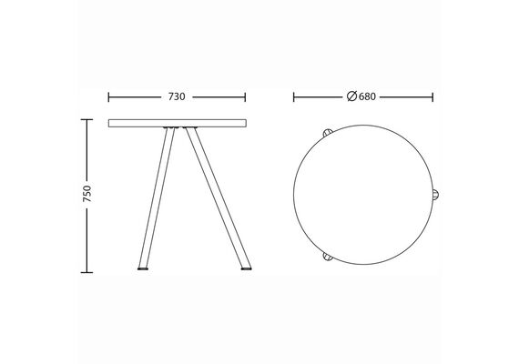 Стол обеденный круглый FINE H36 D68 - фото 2