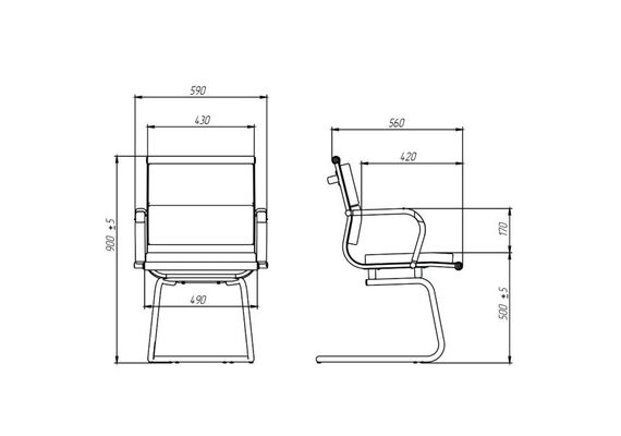 Офісне крісло на полозах SLIM CF LB FX - фото 4