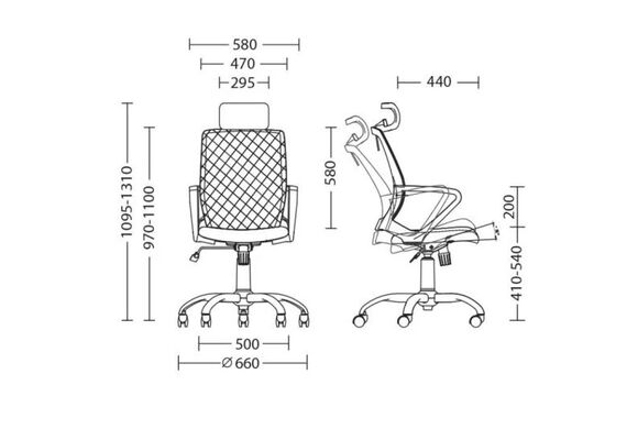Кресло офисное с подголовником FLY HB GTP Tilt CHR68 - фото 2