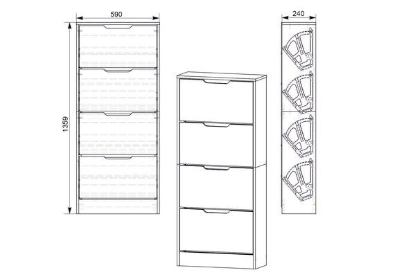 Тумба для взуття вузька ТО-24, Колір: Яблуня - фото 3