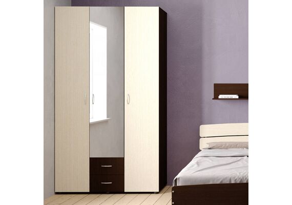 Шафа розпашна тридверна з дзеркалом, Колір каркасу: Горіх - фото 2