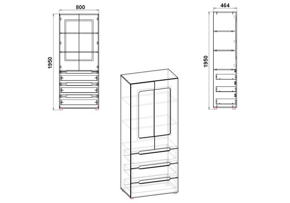 Шафа розпашна зі склом МС-21, Колір каркасу: Вільха - фото 3