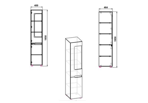 Шафа-пенал зі склом лівостороння МС-24 Л, Колір каркасу: Дуб Сонома - фото 3