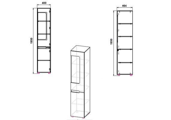 Шафа-пенал зі склом правостороння МС-24 П, Колір каркасу: Вільха - фото 3