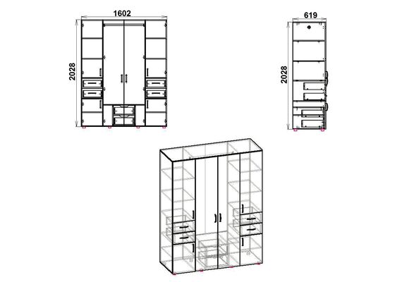 Шкаф для одежды с ящиками - 20, Цвет каркаса: Ателье светлый - фото 4