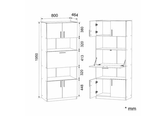 Шафа з полицями та баром - 29, Колір каркасу: Ательє світлий - фото 4