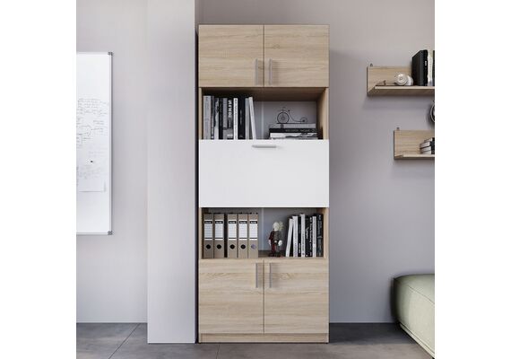 Шафа з полицями та баром - 29, Колір каркасу: Дуб Сонома комбі - фото 3