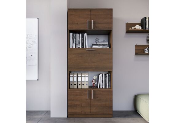 Шафа з полицями та баром - 29, Колір каркасу: Горіх - фото 3