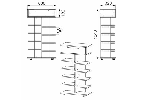 Вертикальна стійка для взуття з висувною шухлядою ТО-15, Колір: Венге - фото 4