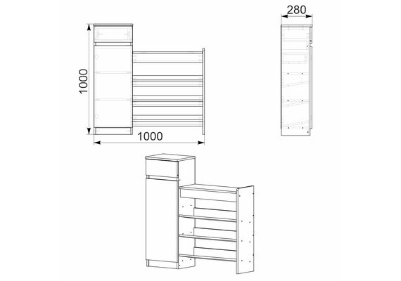 Тумба для взуття з бічними полицями ТО-16, Колір: Бук - фото 3
