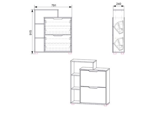 Вузька тумба для взуття з бічними полицями ТО-21, Колір: Горіх - фото 4