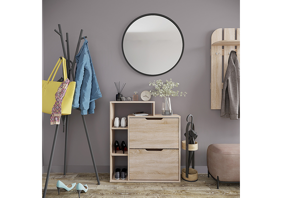 Вузька тумба для взуття з бічними полицями ТО-21, Колір: Бук - фото 2