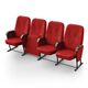 Кресло Соло (4 секции, красный цвет), Стойка: 313 (без крепления к полу) 