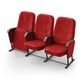 Кресло Дуэт (3 секции, красный цвет), Стойка: 313 (без крепления к полу) 