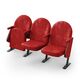 Крісло Опера (3 секції, червоний колір), Стійка: 102 FA (з кріпленням до підлоги) 