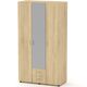 Шкаф распашной трехдверный с зеркалом, Цвет каркаса: Дуб Сонома 